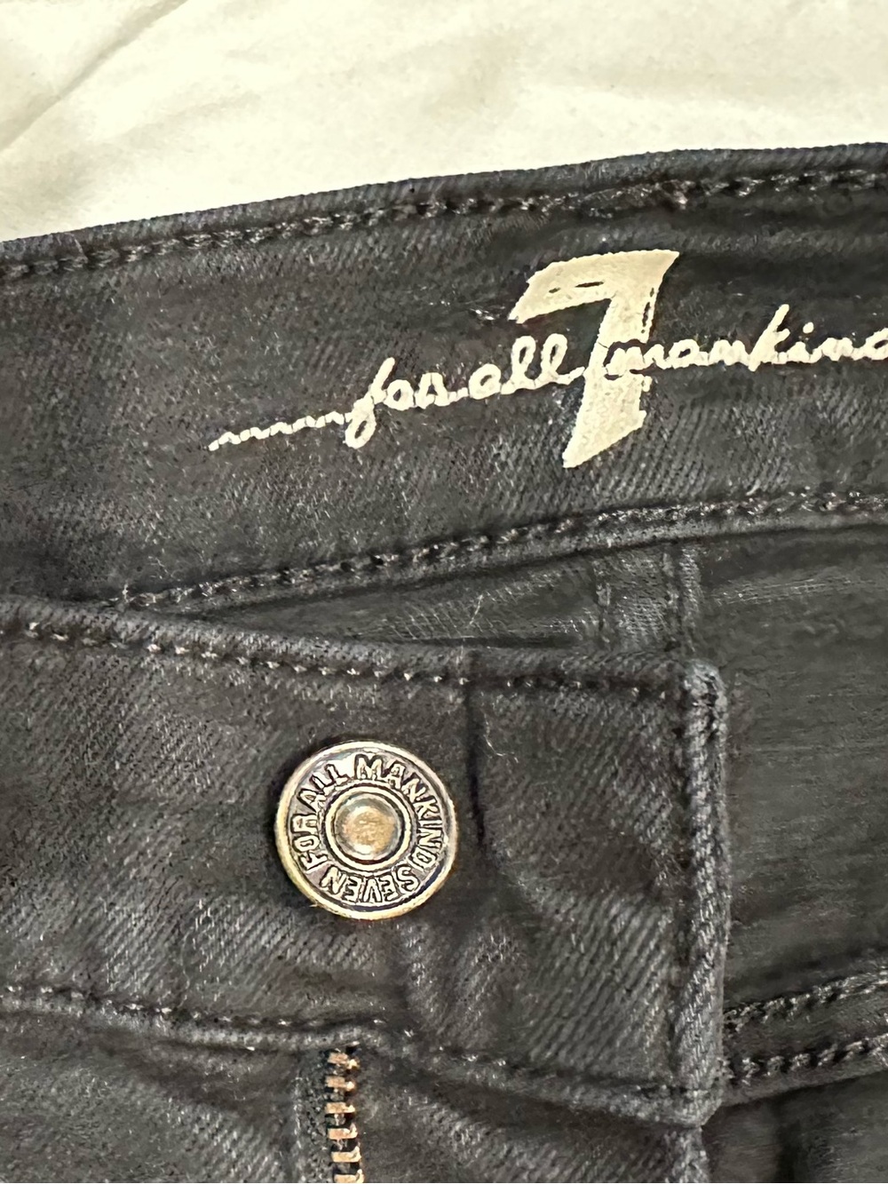 7 For All Mankind Men's Black Slim High Waist Ankle Guinevere Jeans – Size 28